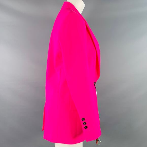 MSGM Size 2 Pink Wool Blend Peak Lapel Single Button Jacket Blazer - Picture 2 of 11